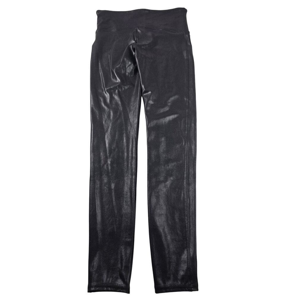 Spanx sz L faux leather shiny lightweight leggings ankle full length shaping
